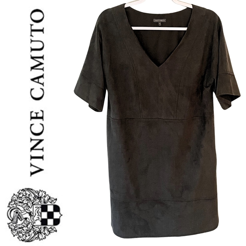 Vince Camuto Dress Medium M Like Suede Neutral Gray Green Pockets NWOT neverworn